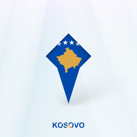 Kosovo Flag Pin Icon with Geometric Design. Vector illustration.のイラスト素材