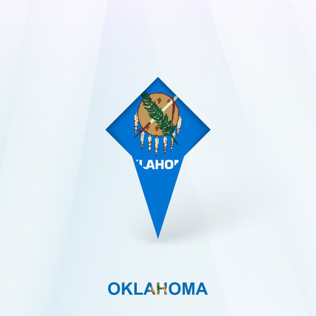 Oklahoma Flag Pin Icon with Geometric Design. Vector illustration.のイラスト素材