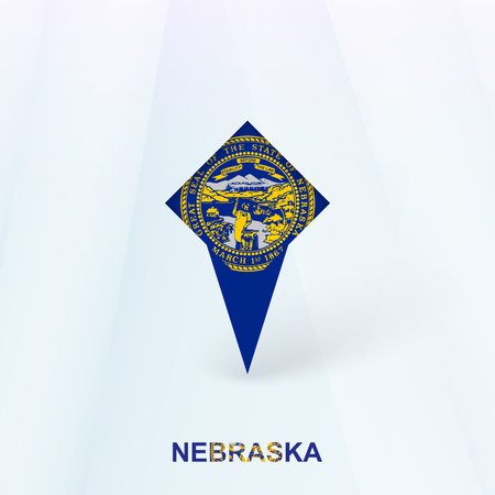 Nebraska Flag Pin Icon with Geometric Design. Vector illustration.のイラスト素材