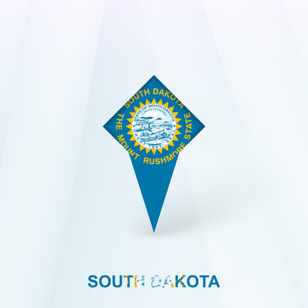 South Dakota Flag Pin Icon with Geometric Design. Vector illustration.のイラスト素材