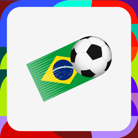 Brazil Soccer Motion Graphic, Football with Brazil Flag Speed Trail. Vector illustration.のイラスト素材
