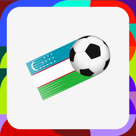 Uzbekistan Soccer Motion Graphic, Football with Uzbekistan Flag Speed Trail. Vector illustration.のイラスト素材