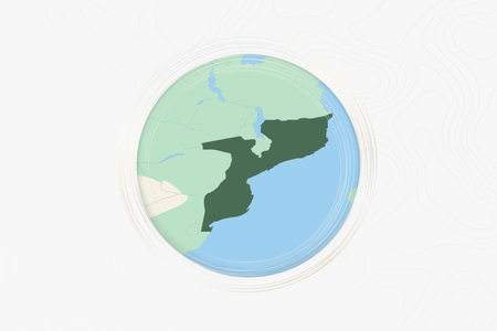 Stylized Map of Mozambique with Neighboring Areas. Map in a modern, minimalistic style with soft...