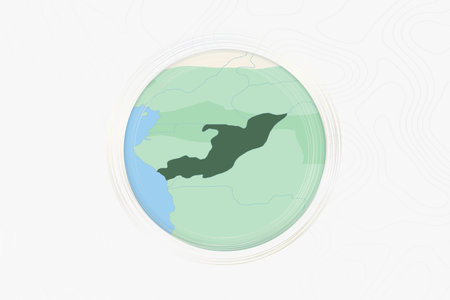 Stylized Map of Congo with Neighboring Areas. Map in a modern, minimalistic style with soft gradient...