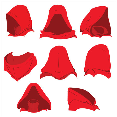 Set of red scarves isolated on white background. Vector illustration.のイラスト素材