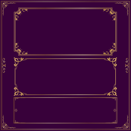 Collection of rectangular gold frames.  Vector illustration.のイラスト素材