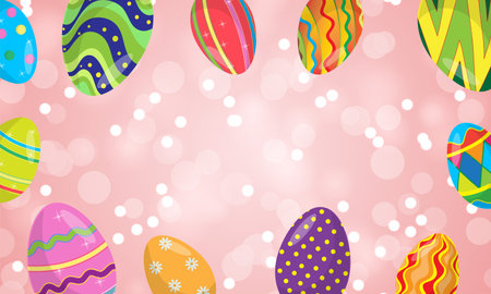 Easter background with colorful eggs. Vector illustration. Eps 10.のイラスト素材
