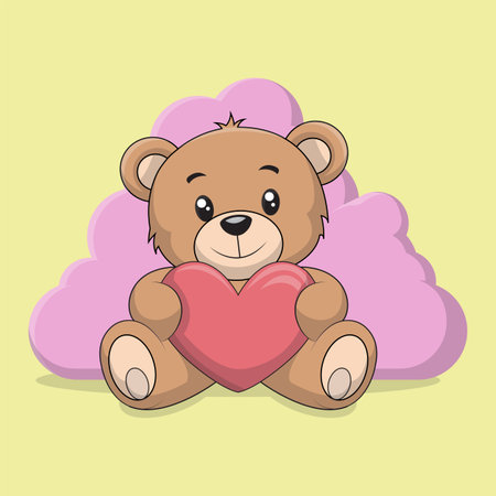 cute teddy bear with heart isolated icon vector illustration desingのイラスト素材