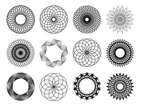 Geometric circular pattern, mandala design elements. Circular ornamentのイラスト素材