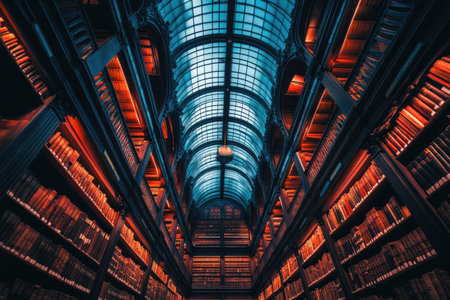 A photo of a library with tall shelves filled with books --ar 3:2 --stylize 250 --v 6.1 Job ID: 9da6aaf5-369e-4782-a1c7-0ca8ad7e34e8の素材