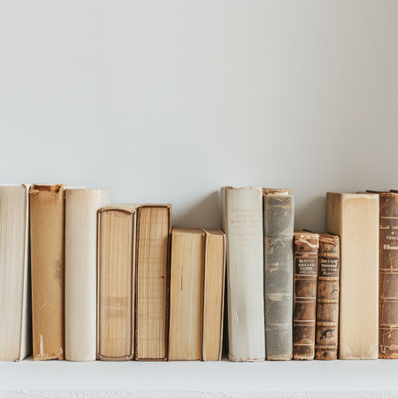 A row of books on a white background, a minimalist composition, a close-up view, a flat lay, and a front-facing perspective. --stylize 250 --v 6 Job ID: d857e5bc-9d66-49bc-856c-9a7fbdafd9f7の素材