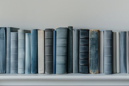 Rows of books on a white background, minimalistic, close-up, macro photography, flat lay, front view. --ar 3:2 --stylize 250 --v 6 Job ID: b1d76f95-34c4-4df5-85e9-ebfc554725e5の素材