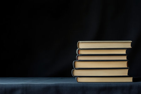 stack of new books on the right, empty space, black background --ar 3:2 --stylize 250 --v 6.1 Job ID: 05f95408-5ebd-4341-bc23-7d2a172e189eの素材