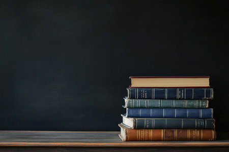 stack of books on the right, empty space, black background --ar 3:2 --stylize 250 --v 6.1 Job ID: 7ed61e89-0209-47d8-be6f-29040c11bb15の素材