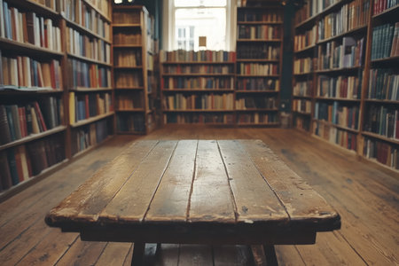 bookshop background with table in foreground --ar 3:2 --stylize 250 --v 6.1 Job ID: c7d6db61-c042-46c4-b57c-acc587e8233cの素材