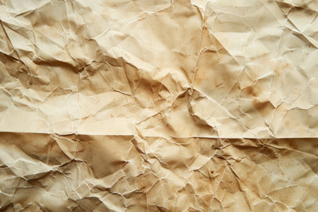 A close-up view of crumpled and aged paper, revealing its texture and history.の素材