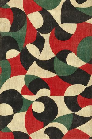 A colorful abstract pattern with geometric shapes, primarily circles and arcs, rendered in a mosaic style.の素材