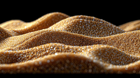 Close-up abstract image of glittering golden sand dunes.の素材