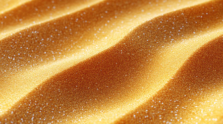 A macro image of golden sand with a soft, glistening texture, creating a visually appealing and abstract background.の素材