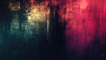 A digital illustration of a grunge texture with shades of yellow, red, and blue.の素材