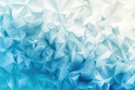 A digital abstract background featuring a textured pattern of interlocking triangles in shades of blue and white.の素材