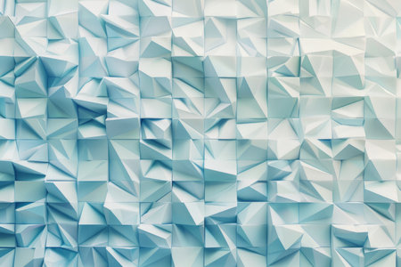 A close-up image of an abstract geometric pattern made up of blue triangles and squares.の素材