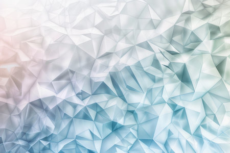 An abstract geometric background with a pattern of white and blue triangles.の素材