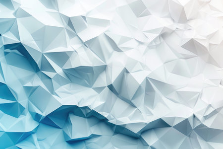 An abstract image featuring a geometric pattern of triangles in shades of blue and white.の素材