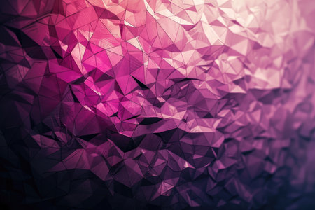 A close-up of an abstract geometric pattern made of pink and purple triangles with a gradient effect.の素材