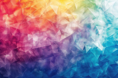 A colorful abstract watercolor pattern with a rainbow gradient in geometric shapes, creating a vibrant and textured background.の素材