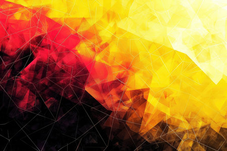 An abstract image showcasing a vibrant geometric pattern composed of warm colors and white lines, creating a visually captivating and textured design.の素材