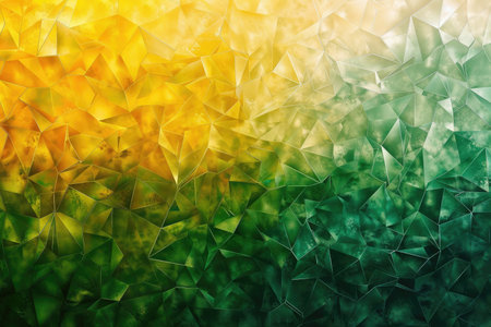 A digitally created abstract geometric pattern in shades of green and yellow, with a focus on triangular shapes.の素材