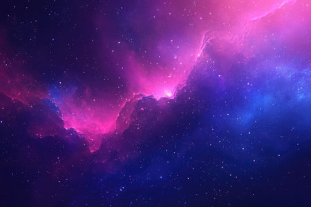 A vibrant image of a galaxy with pink and blue nebulae, showcasing the vast and awe-inspiring beauty of the cosmos.の素材
