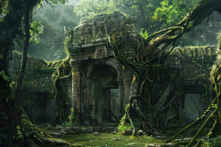 Mysterious Ta Prohm Temple in the jungle - 3D Renderingの素材
