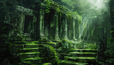 Ruins of Beng Mealea temple in Cambodia. 3D renderingの素材