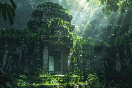 Mysterious temple in the jungle, Bali island, Indonesiaの素材