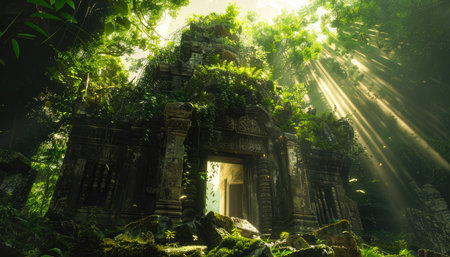 Ancient temple in the jungle at Angkor Wat, Siem Reap, Cambodiaの素材