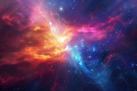 A stunning depiction of a colorful nebula in deep space.の素材
