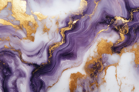 An abstract image featuring a swirling purple and gold marble pattern.の素材