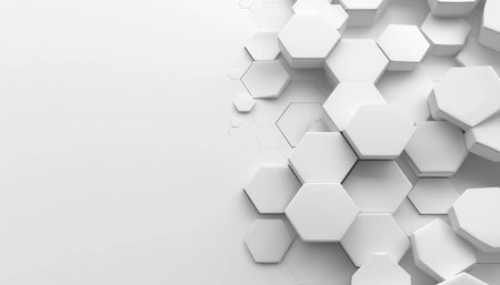 A 3D rendering of a white honeycomb pattern with empty space on the left.の素材