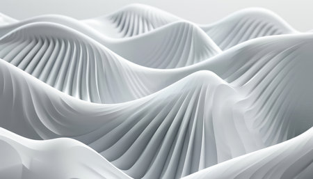 An abstract image of a smooth, white, curved surface with geometric patterns.の素材