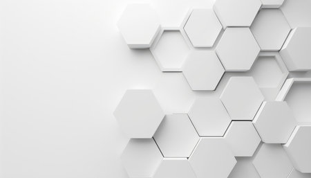 An abstract background featuring a pattern of white hexagonal shapes.の素材