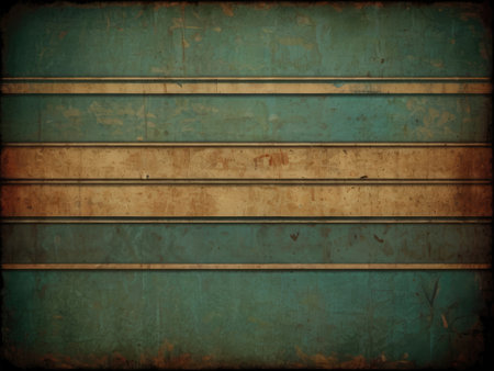 A distressed textured background featuring teal and brown horizontal stripes ideal for design projects.の素材