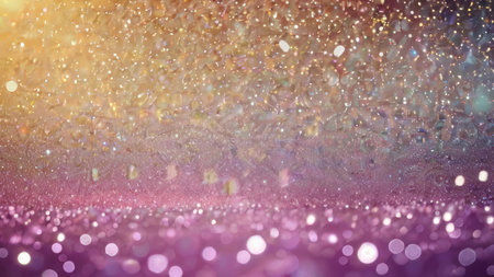 background of abstract glitter lights. gold and purple. de-focusedの素材