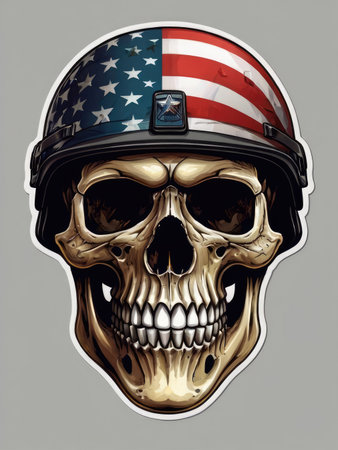 Skull with American flag in helmet. Vector illustration for your designの素材