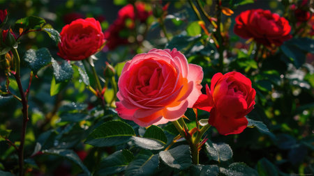 Roses in the garden, Roses are beautiful with a beautiful sunny day.の素材