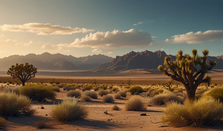 Joshua Tree National Park in California, USA. Landscape of the Mojave Desert.の素材