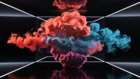 3d render, abstract background, red and blue cloud of smokeの素材