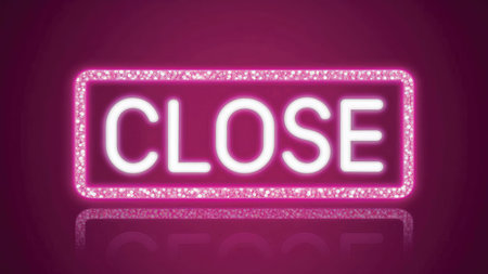 Glowing 3d illustration of closed label on a pink background.の素材