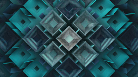 3D rendering of abstract fractal background. Pattern with symmetrical geometric shapes.の素材